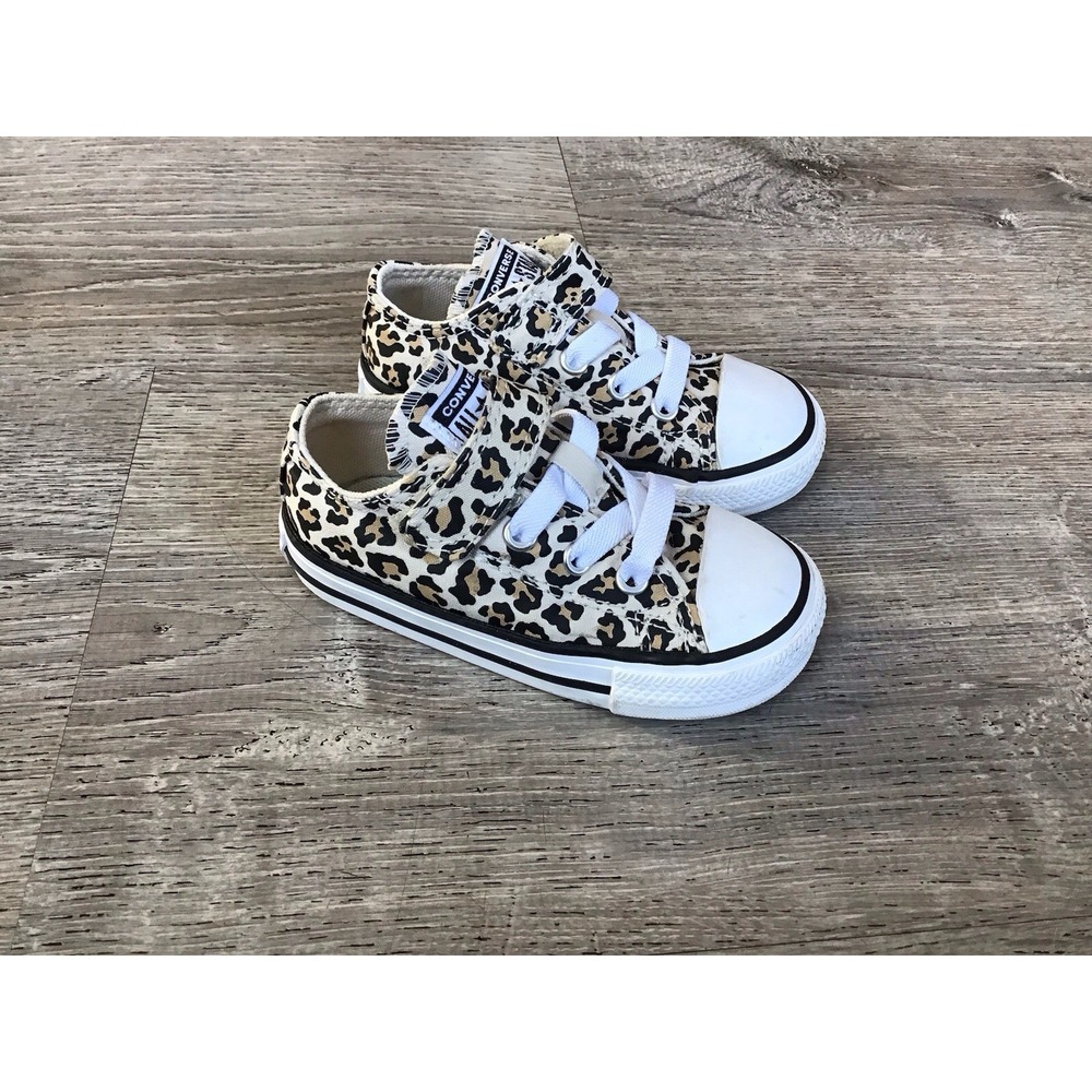 Convers Baby Size 6 Chuck Taylor All Star 766298F Slip On Shoes Leopard Print